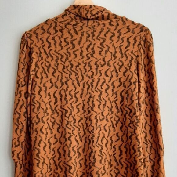 ANTHROPOLOGIE Puff-Sleeved Turtleneck Top Abstract Leopard Print Sz S - Picture 11 of 16